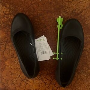 NWT CROCS Black Flats